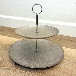 Two-Tier Dessert Stand - Metallic Gray